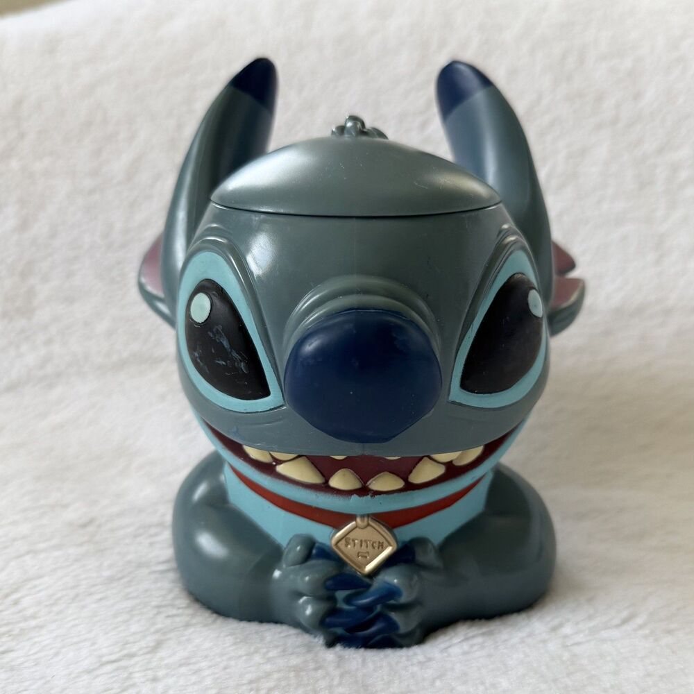Disney On Ice Stitch 3D Plastic Hinged Top Lid Plastic Cup Mug 6in
